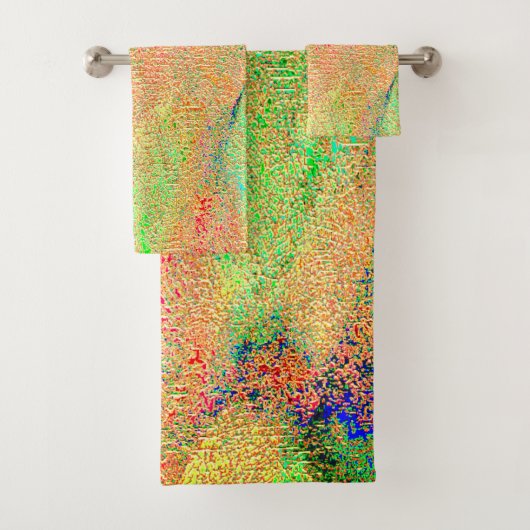 緑色のオ擦り切れたレ絵を描ンジのスタイルまたはシワのある革 バスタオルセット (インサイチュ)