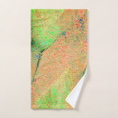 緑色のオ擦り切れたレ絵を描ンジのスタイルまたはシワのある革 バスタオルセット (ハンドタオル)