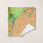 緑色のオ擦り切れたレ絵を描ンジのスタイルまたはシワのある革 バスタオルセット (ウォッシュタオル)