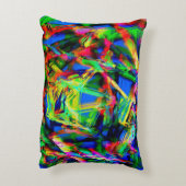 緑色のカラフル「ブラシストローク」のツイスト正方形 アクセントクッション (裏面(縦))