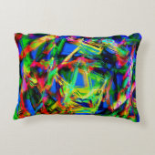 緑色のカラフル「ブラシストローク」のツイスト正方形 アクセントクッション (裏面)