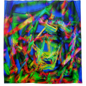 緑色のカラフル「ブラシストローク」のツイスト正方形 シャワーカーテン (正面)