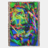 緑色のカラフル「ブラシストローク」のツイスト正方形 スローブランケット (正面縦)