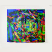 緑色のカラフル「ブラシストローク」のツイスト正方形 タペストリー (正面(横))