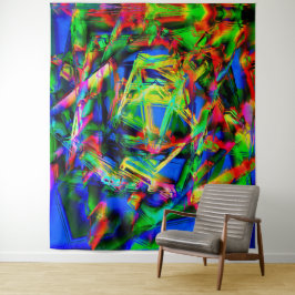 緑色のカラフル「ブラシストローク」のツイスト正方形 タペストリー