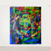 緑色のカラフル「ブラシストローク」のツイスト正方形 タペストリー (正面)