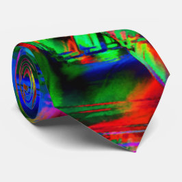 緑色のカラフル「ブラシストローク」のツイスト正方形 ネクタイ