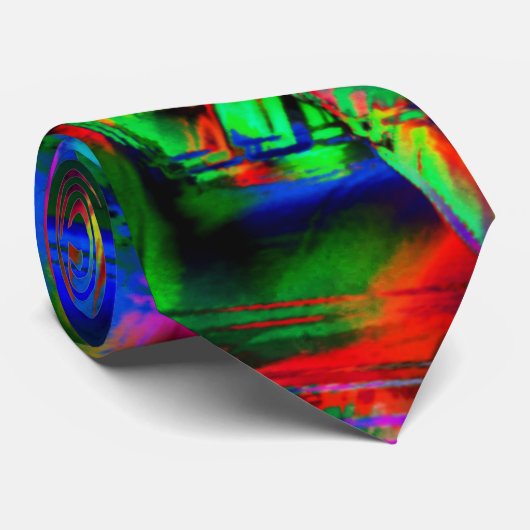 緑色のカラフル「ブラシストローク」のツイスト正方形 ネクタイ (ロール)