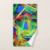 緑色のカラフル「ブラシストローク」のツイスト正方形 バスタオルセット (ハンドタオル)