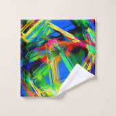 緑色のカラフル「ブラシストローク」のツイスト正方形 バスタオルセット (ウォッシュタオル)