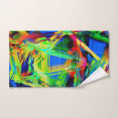 緑色のカラフル「ブラシストローク」のツイスト正方形 バスタオルセット (ハンドタオル)