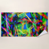 緑色のカラフル「ブラシストローク」のツイスト正方形 ビーチタオル (正面)