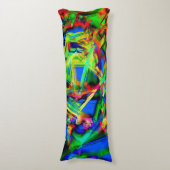 緑色のカラフル「ブラシストローク」のツイスト正方形 ボディピロー (正面縦)