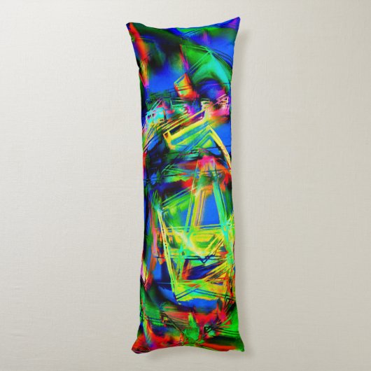 緑色のカラフル「ブラシストローク」のツイスト正方形 ボディピロー (裏面 (縦))