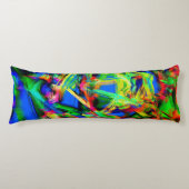 緑色のカラフル「ブラシストローク」のツイスト正方形 ボディピロー (正面)