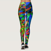 緑色のカラフル「ブラシストローク」のツイスト正方形 レギンス (裏面)