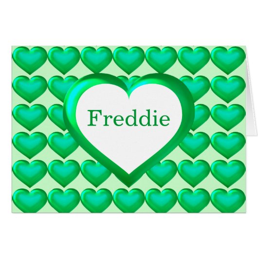 緑色のガラスハートパターン (正面横)