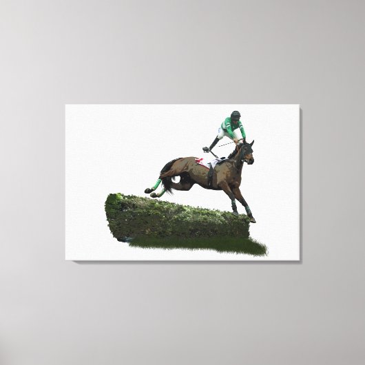 緑色のキャンバスプリントでジョッキーをジャンプ キャンバスプリント (正面)