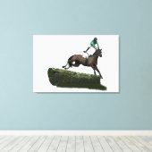緑色のキャンバスプリントでジョッキーをジャンプ キャンバスプリント (インサイチュ (ウッドフロア))