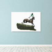 緑色のキャンバスプリントでジョッキーをジャンプ キャンバスプリント (インサイチュ (ウッドフロア))