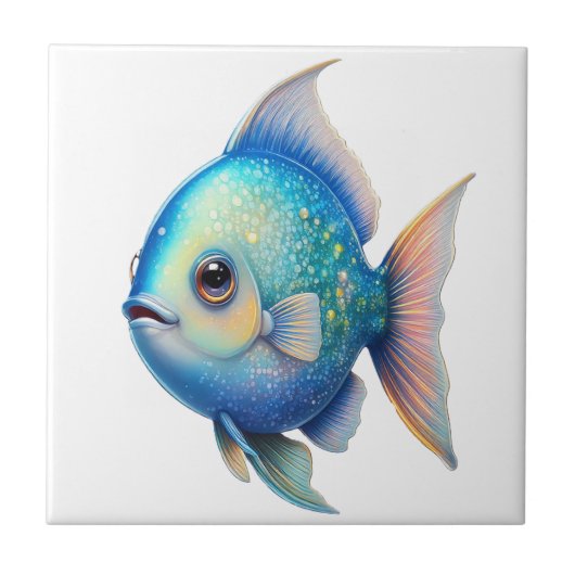 緑色のキラキラの魚 タイル (正面)