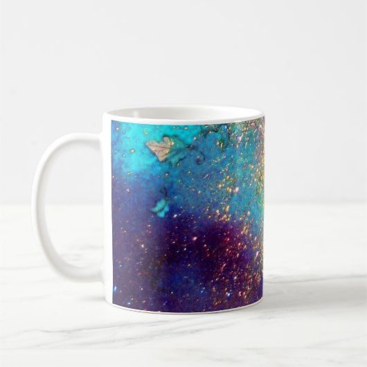 緑色のキラキラを有する青色金ゴールド コーヒーマグカップ (左)