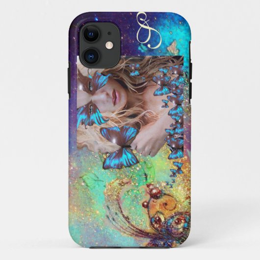 緑色のキラキラ付き金ゴールド蝶 Case-Mate iPhoneケース (裏面)