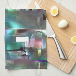 緑色のグラデーションと柔らかいネオンで着色の重なり キッチンタオル
