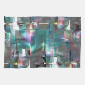 緑色のグラデーションと柔らかいネオンで着色の重なり キッチンタオル (横)