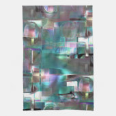 緑色のグラデーションと柔らかいネオンで着色の重なり キッチンタオル (縦)