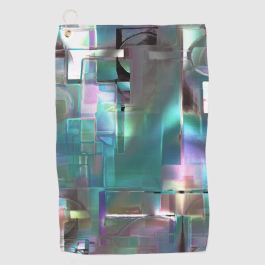 緑色のグラデーションと柔らかいネオンで着色の重なり ゴルフタオル (正面)