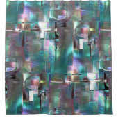 緑色のグラデーションと柔らかいネオンで着色の重なり シャワーカーテン (正面)