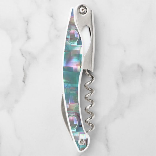 緑色のグラデーションと柔らかいネオンで着色の重なり ソムリエナイフ (裏面)