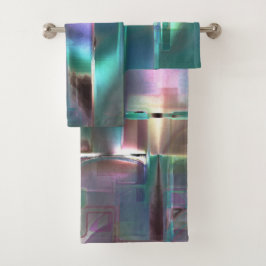 緑色のグラデーションと柔らかいネオンで着色の重なり バスタオルセット