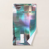 緑色のグラデーションと柔らかいネオンで着色の重なり バスタオルセット (ハンドタオル)