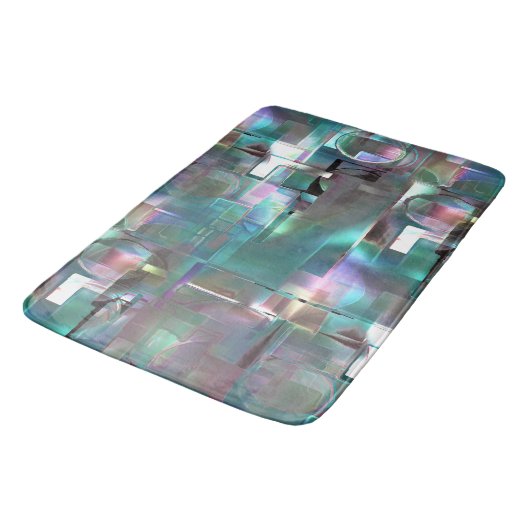 緑色のグラデーションと柔らかいネオンで着色の重なり バスマット (アングル)