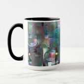 緑色のグラデーションと柔らかいネオンで着色の重なり マグカップ (左)