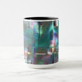 緑色のグラデーションと柔らかいネオンで着色の重なり マグカップ (中央)