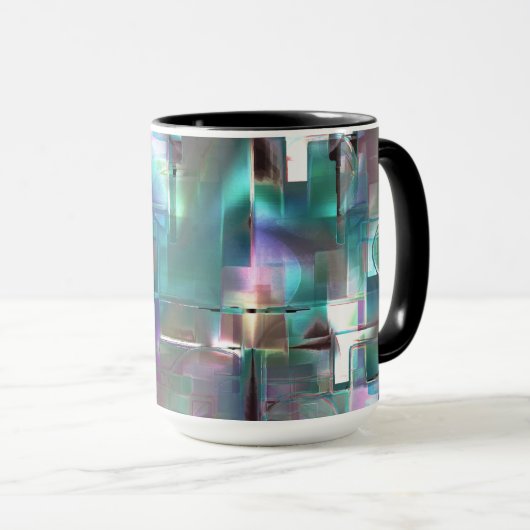 緑色のグラデーションと柔らかいネオンで着色の重なり マグカップ (正面右)