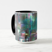 緑色のグラデーションと柔らかいネオンで着色の重なり マグカップ (正面左)