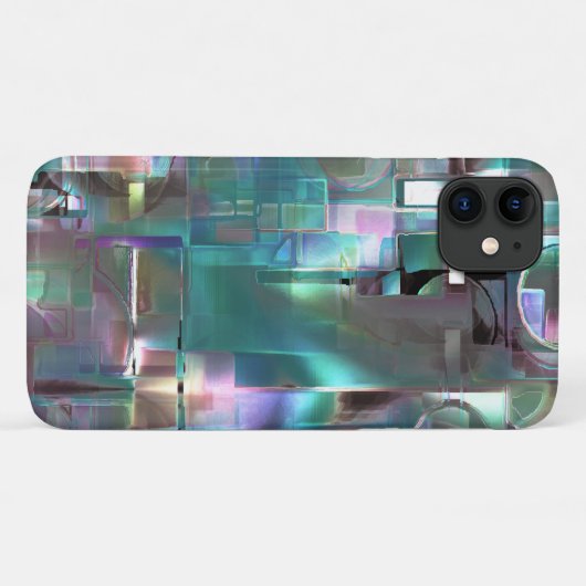 緑色のグラデーションと柔らかいネオンで着色の重なり Case-Mate iPhoneケース (裏面(横))