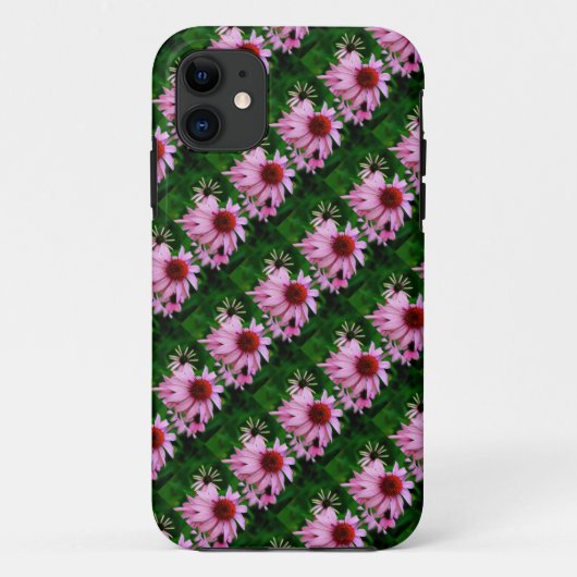 緑色のケースに咲くピンクのエキナセアの花 Case-Mate iPhoneケース (裏面)