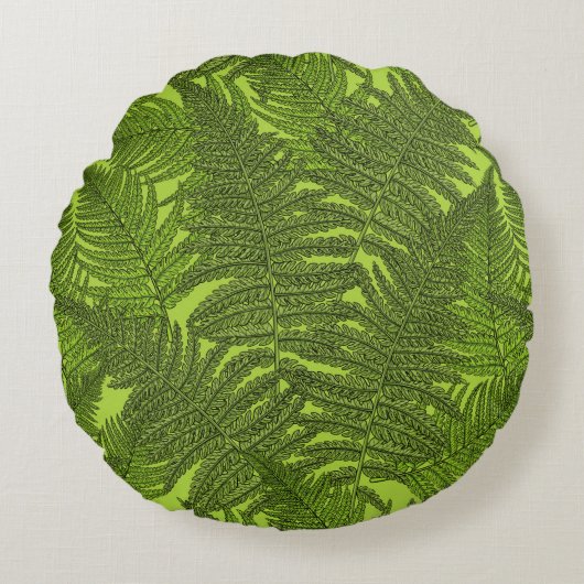 緑色のシダ ラウンドクッション (正面)