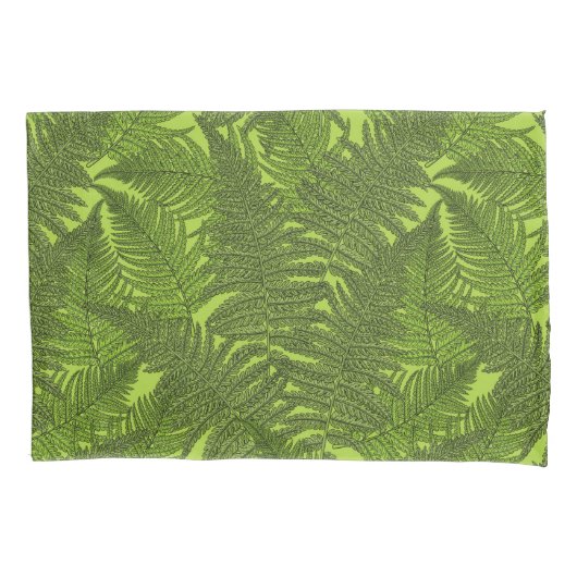 緑色のシダ 枕カバー (正面左)