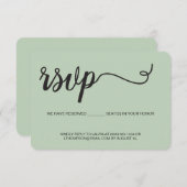緑色のシンプルなRSVP。郵送は不要です。予約済み。 出欠カード (正面/裏面)