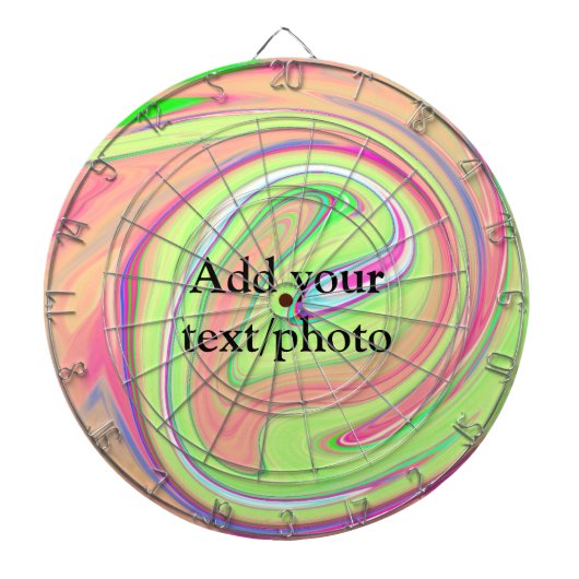 緑色のシンプルオレンジ色の水彩文字の名前を追加 ダーツボード (正面)