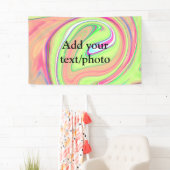 緑色のシンプルオレンジ色の水彩文字の名前を追加 横断幕 (インサイチュ)