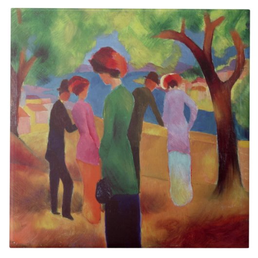 緑色のジャケットの女性、1913年 タイル (正面)