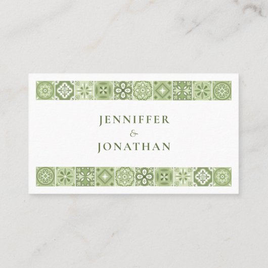 緑色のスペインのタイル プレイスカード (裏面)