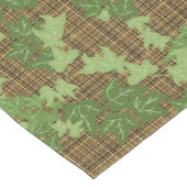 緑色のツタを金ゴールドの黒い茶色の格子縞 ショートテーブルランナー (コーナー)